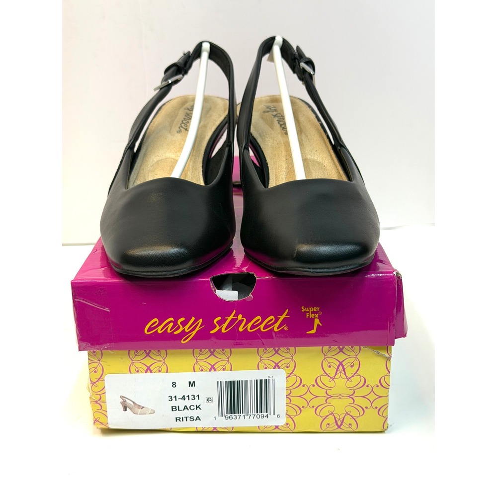 Easy Street Ritsa Square Toe Slingback Pumps Black Size 8M NWT/BOX